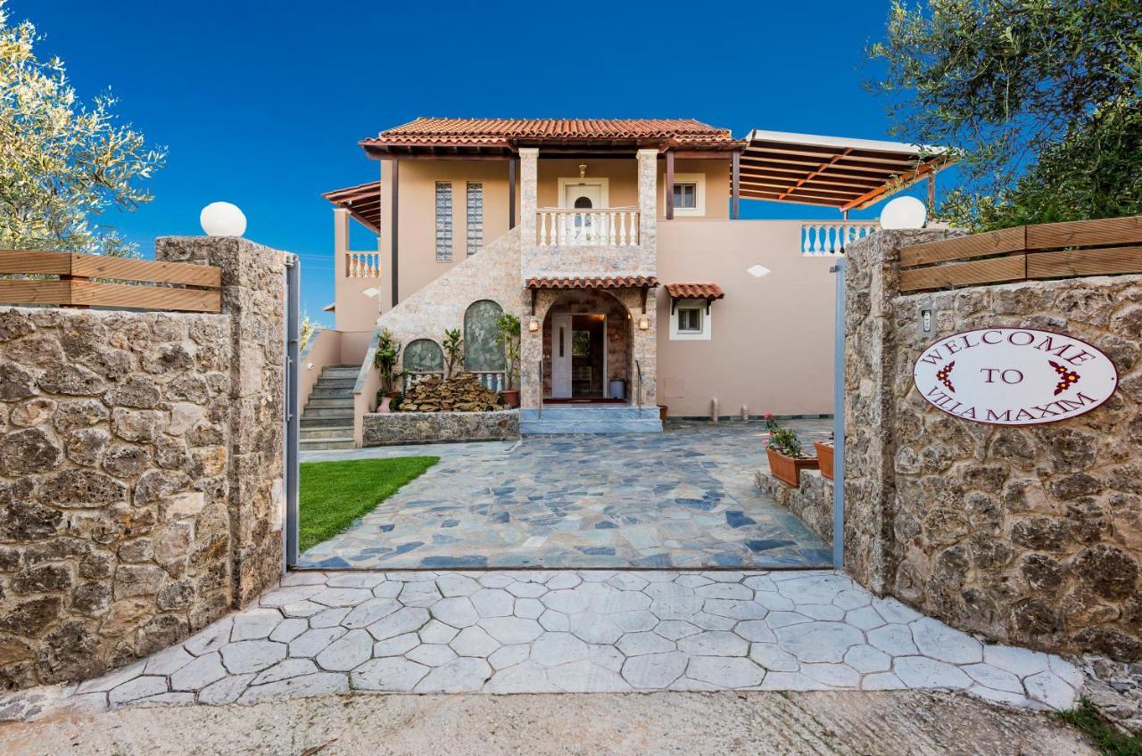 Villa Maxim With Private Pool & Tennis Court Halikounas Exterior foto