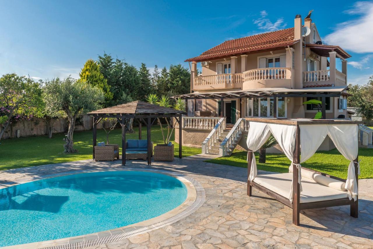 Villa Maxim With Private Pool & Tennis Court Halikounas Exterior foto