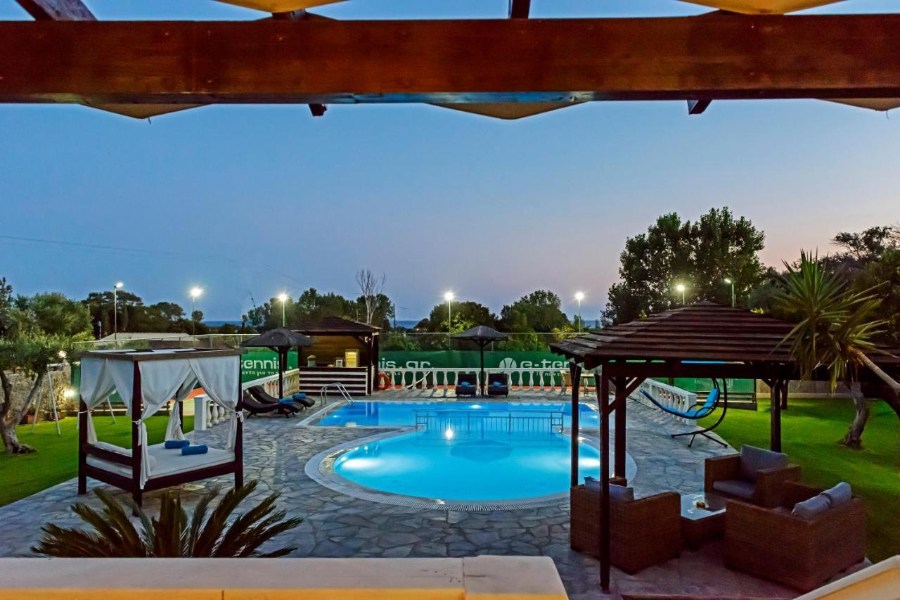 Villa Maxim With Private Pool & Tennis Court Halikounas Exterior foto